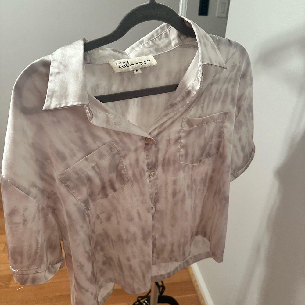 Vintage Havana Gray Tie-Dye Button-Up Shirt